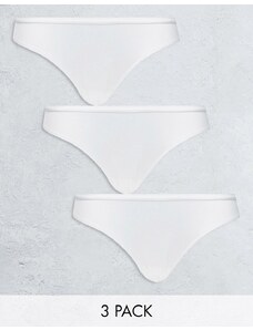 ASOS DESIGN - Confezione da 3 brasiliane bianche in microfibra-Bianco