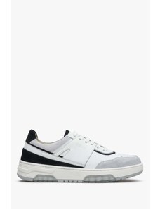 Women's White & Grey Suede & Leather Sneakers Estro ER00113512