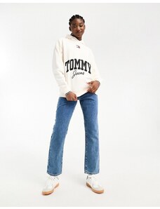Tommy Jeans - Felpa con cappuccio stile college oversize bianca-Bianco