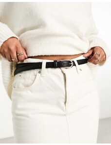 ASOS DESIGN - Cintura per jeans sottile per vita e fianchi argento-Nero
