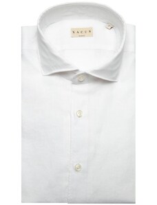 Xacus Camicia tailor fit bianca in cotone e lino