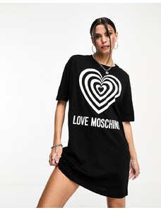 Love Moschino - Vestito T-shirt nero con logo a cuore