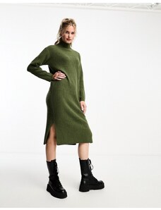 New Look - Vestito lungo kaki in maglia-Verde