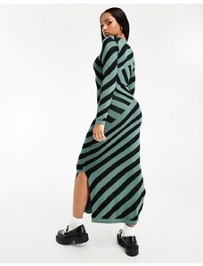 Vero Moda - Vestito lungo in maglia a righe verde e nero