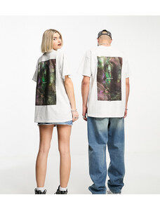 COLLUSION Unisex - T-shirt grigia con stampa fotografica iridescente-Grigio