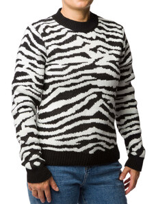 Maglione girocollo bianco e nero zebrato da donna Swish Jeans