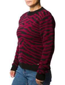 Maglione girocollo rosso e nero zebrato da donna Swish Jeans