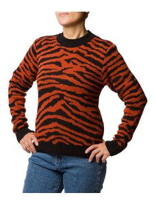 Maglione girocollo arancione e nero zebrato da donna Swish Jeans