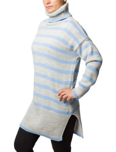 Maglione a collo alto a righe grigie e azzurre da donna Swish Jeans