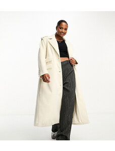 Esclusiva 4th & Reckless Petite - Cappotto elegante taglio lungo effetto lana color crema-Bianco