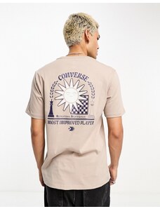 Converse - T-shirt grigia con stampa sul retro-Grigio
