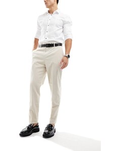 Harry Brown - Pantaloni a vita alta in velluto a coste color crema con pieghe-Bianco