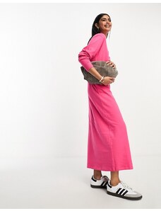 ASOS DESIGN - Vestito midi felpato rosa con tasche