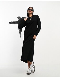 ASOS DESIGN - Vestito midi felpato nero con tasche