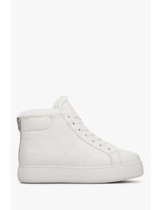 Women's White High-Top Winter Sneakers with Insulation Estro ER00112251