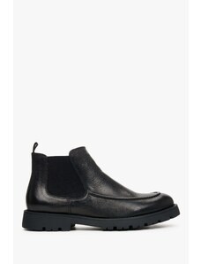 Men's Black Low-Cut Chelsea Boots made of Genuine Leather Estro ER00112137