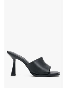 Women's Black Genuine Leather Stiletto Mules Estro ER00113403