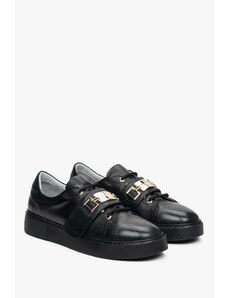 Women's Black Low-Top Sneakers made of Genuine Leather Estro ER00112815