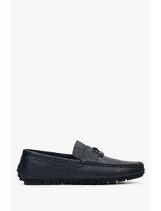 Men's Navy Blue Loafers made of Genuine Leather Estro ER00112572