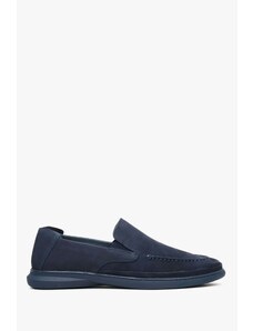 Men's Blue Nubuck Slip-On Loafers Estro ER00111364