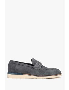 Men's Grey Velour Slip-On Loafers Estro ER00112589