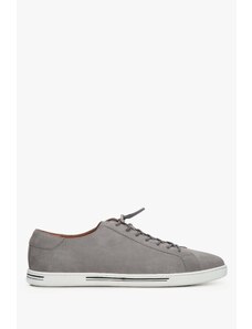 Estro Men's Grey Nubuck Low-Top Sneakers with an Elastic Turnbuckle ER00112579