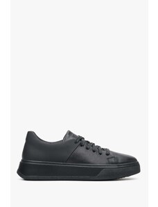 Women's Black Leather Low-Top Sneakers Estro ER00112378
