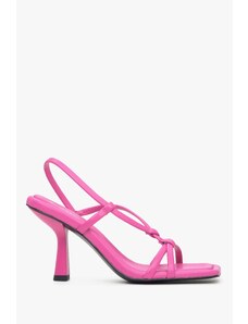 Women's Pink Leather Funnel Heel Sandals Estro ER00113373