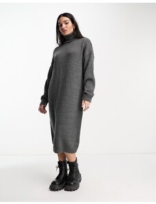ASOS DESIGN - Vestito lungo oversize accollato in maglia antracite-Grigio