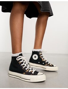 Converse - Chuck Taylor 70 Hi - Sneakers alte nere con dettagli con stampa animalier-Nero