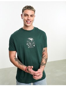 ASOS DESIGN - T-shirt comoda verde con stampa outdoor sul petto