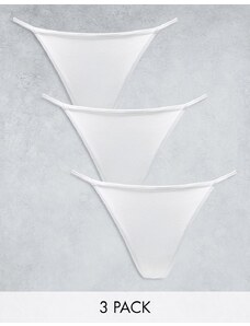 Lindex - SoU Jenianne - Confezione da 3 perizomi con lati stile tanga bianchi-Bianco