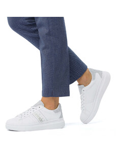 Sneakers bianche da donna con dettagli glitterati argento Swish Jeans