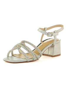 CAFENOIR sandali gabbia con tacco eleganti donna in microstrass argento