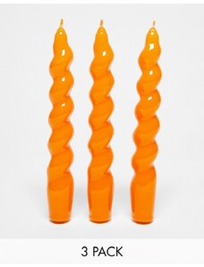 MAEGAN MAEGEN - Confezione da 3 candele affusolate a spirale arancioni-Nessun colore
