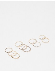 ASOS DESIGN - Set da 12 anelli oro con dettagli e incisioni
