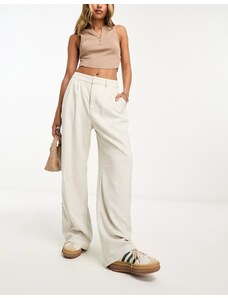 Hollister - Pantaloni sartoriali con fondo ampio crema-Bianco