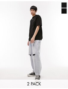 Topman - Confezione da 2 T-shirt oversize nere-Multicolore