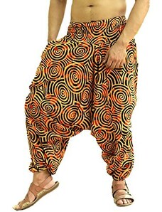 Caxndycing Pantaloni da uomo casual elastici a vita baggy hippie yoga harem  da uomo baggy hippie