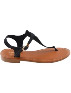 Malu Shoes Sandalo basso nero infradito in morbida ecopelle cinturino alla caviglia fondo imbottito in memory comoda estate