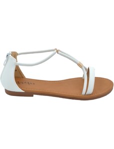 Malu Shoes Sandalo gioiello basso donna bianco raso terra treccia centrale oro chiusura retro regolabile antiscivolo