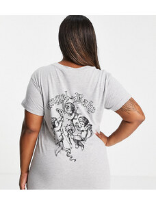 New Girl Order Curve New Girl Order Plus - Vestito T-shirt con scritta "angel baby" sul retro-Grigio