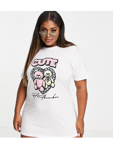 New Girl Order Curve New Girl Order Plus - Vestito T-shirt oversize con orsetti carini-Bianco