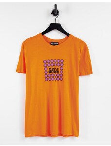 New Girl Order - T-shirt oversize con stampa smile-Arancione