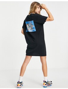 New Girl Order - Vestito T-shirt con stampa di gattini sul retro-Nero