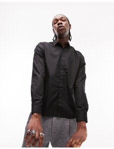 Topman - Camicia elegante a maniche lunghe slim fit nera-Nero