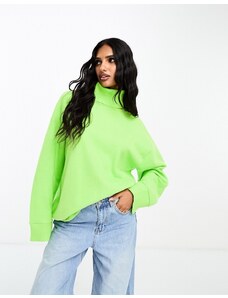 ASOS DESIGN - Maglione accollato taglio lungo color lime morbidissimo-Verde