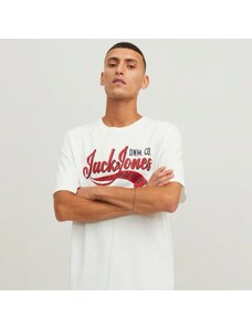 T-shirt bianca con logo sul petto da uomo Jack & Jones
