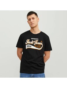 T-shirt nera con logo sul petto da uomo Jack & Jones