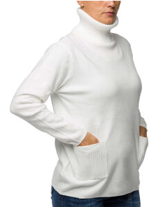 Pullover a collo alto bianco da donna con taschini Swish Jeans